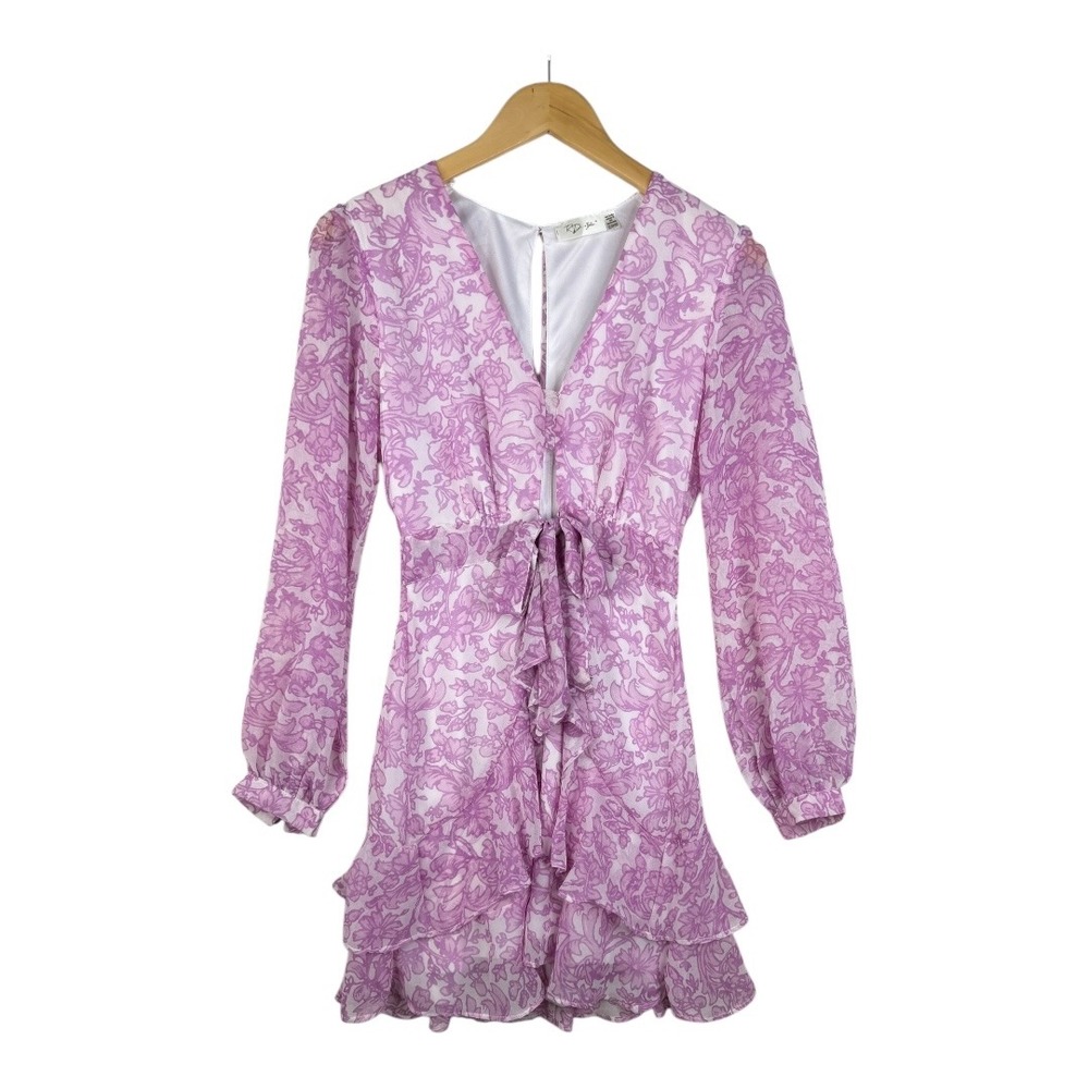 RD Style Long Sleeve Floral Print Dress size XS Pink/White